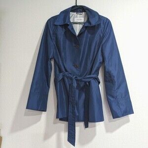 Calvin Klein Blue Belted Trench Coat, Women's Medium - Missing Hood